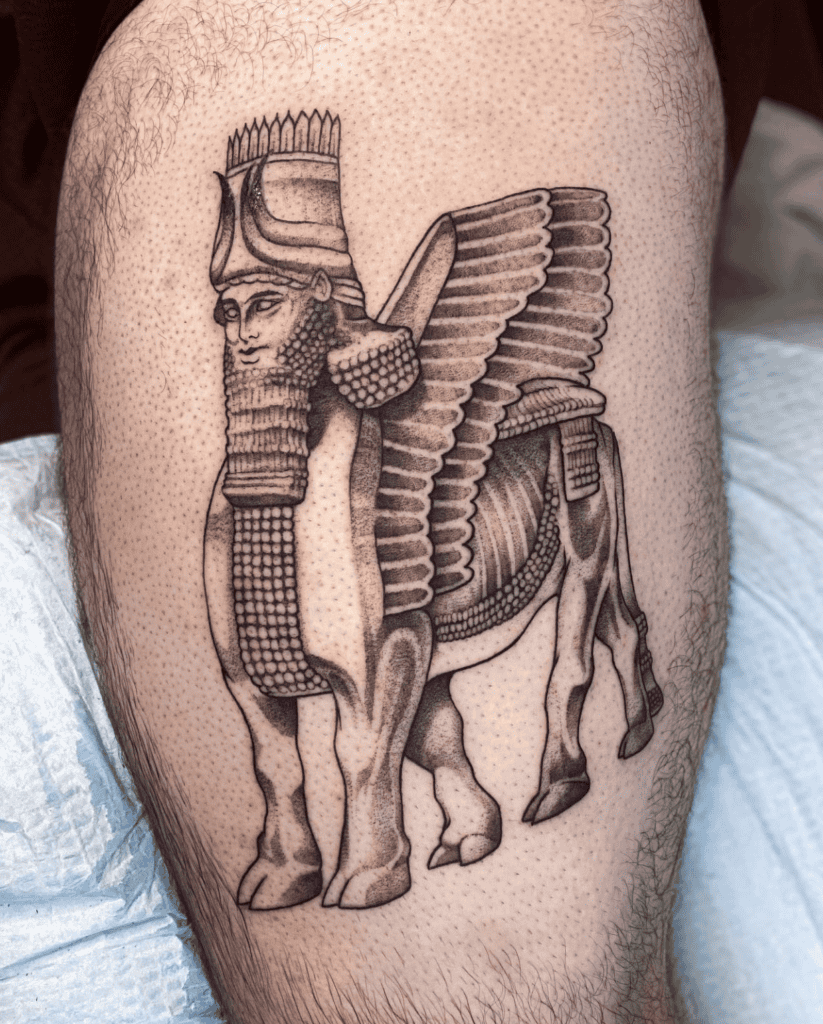 Lamassu Statue Persian Mythology Tattoo
