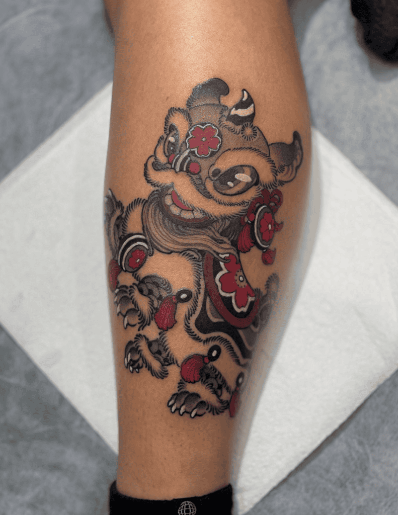 Lion Dance Chinese Mythology Tattoo
