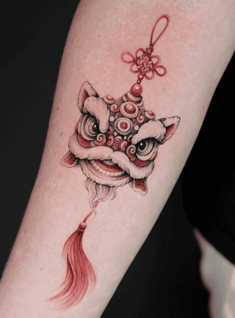 Lion Dance Pendant Chinese Mythology Tattoo