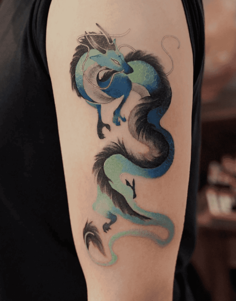 Lóng Azure Chinese Mythology Tattoo