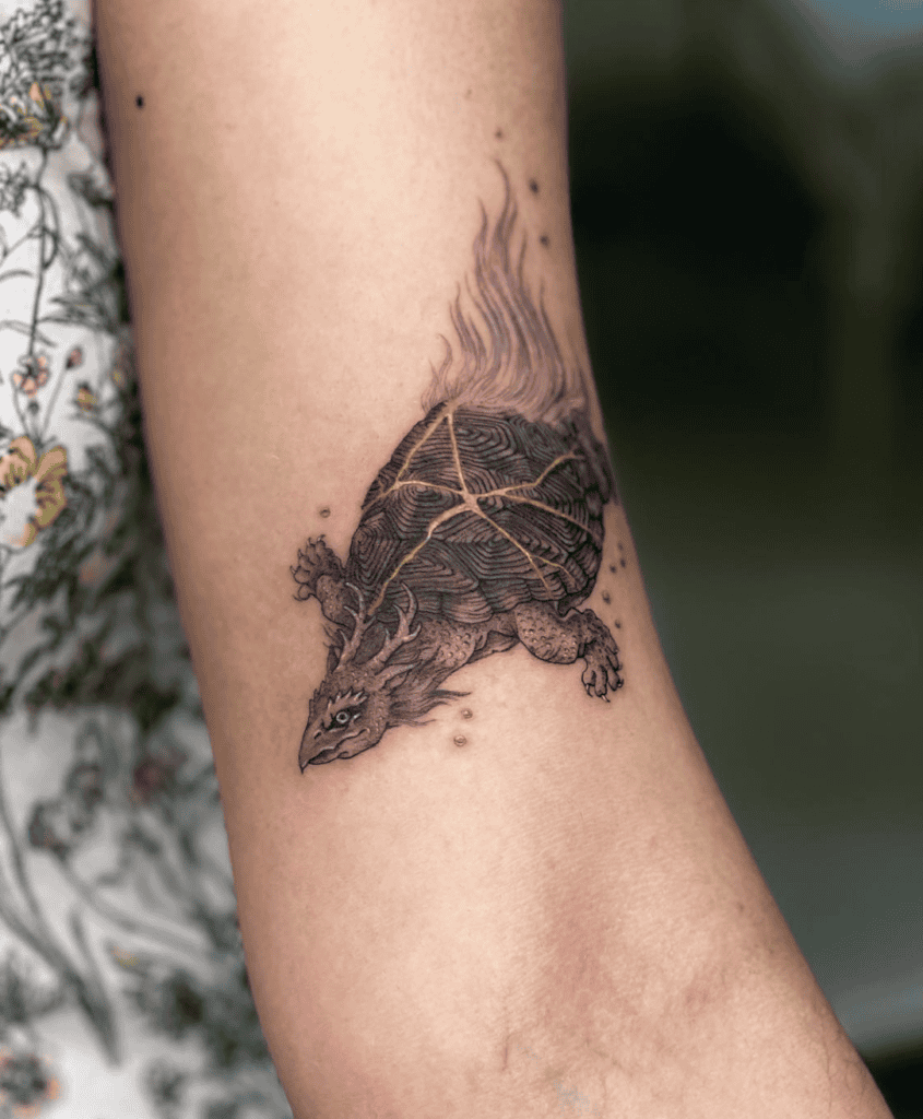 Longgui Crack Chinese Mythology Tattoo