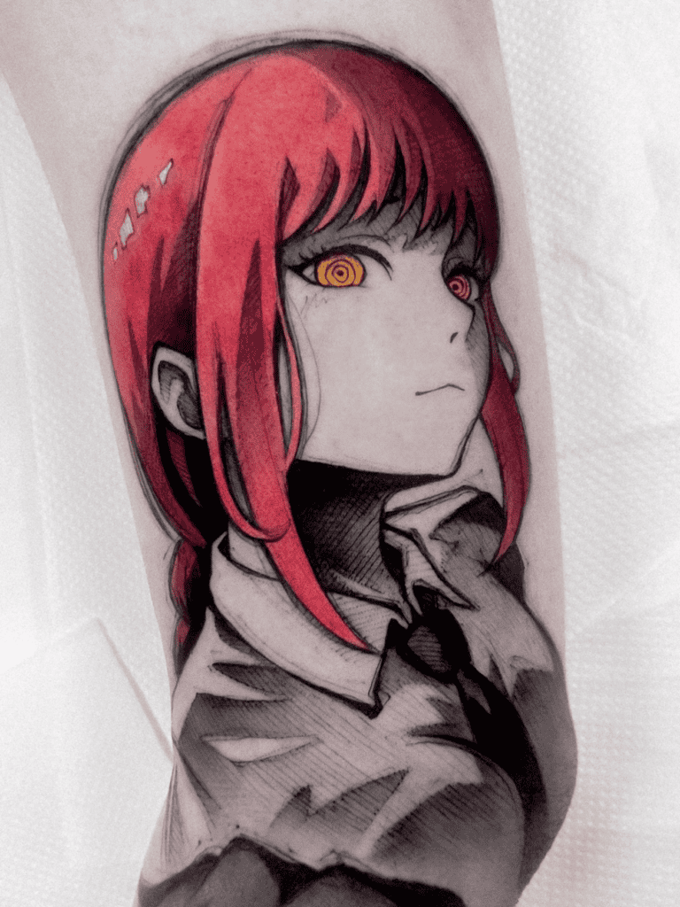 Makima Colour Chainsaw Man Tattoo
