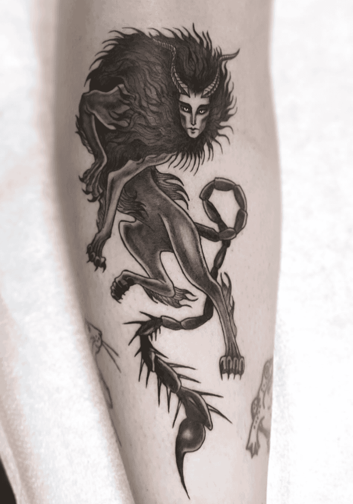 Manticore Alt Persian Mythology Tattoo