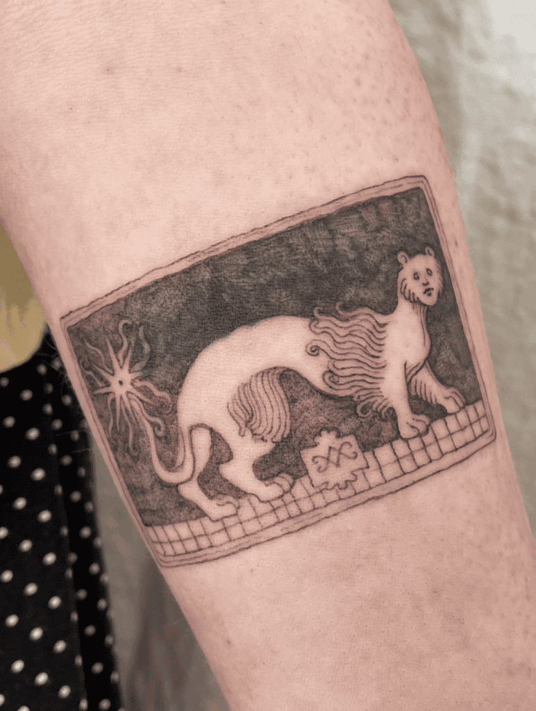 Manticore Depiction Persian Mythology Tattoo