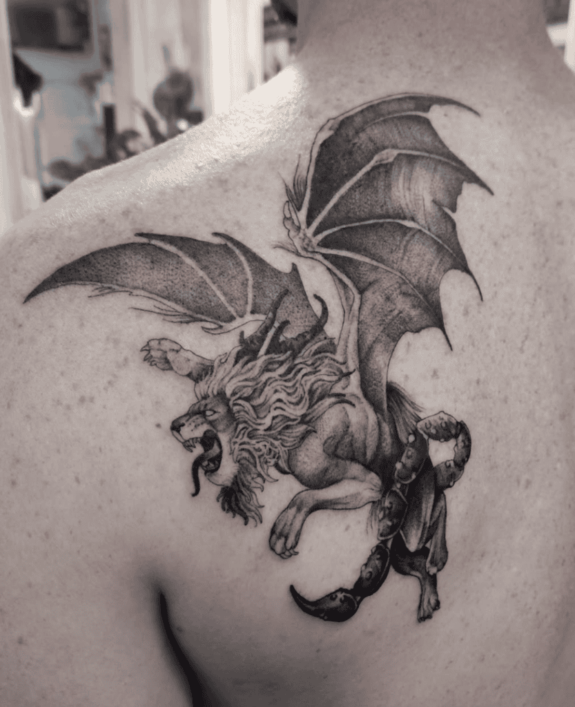 Manticore Flight Persian Mythology Tattoo