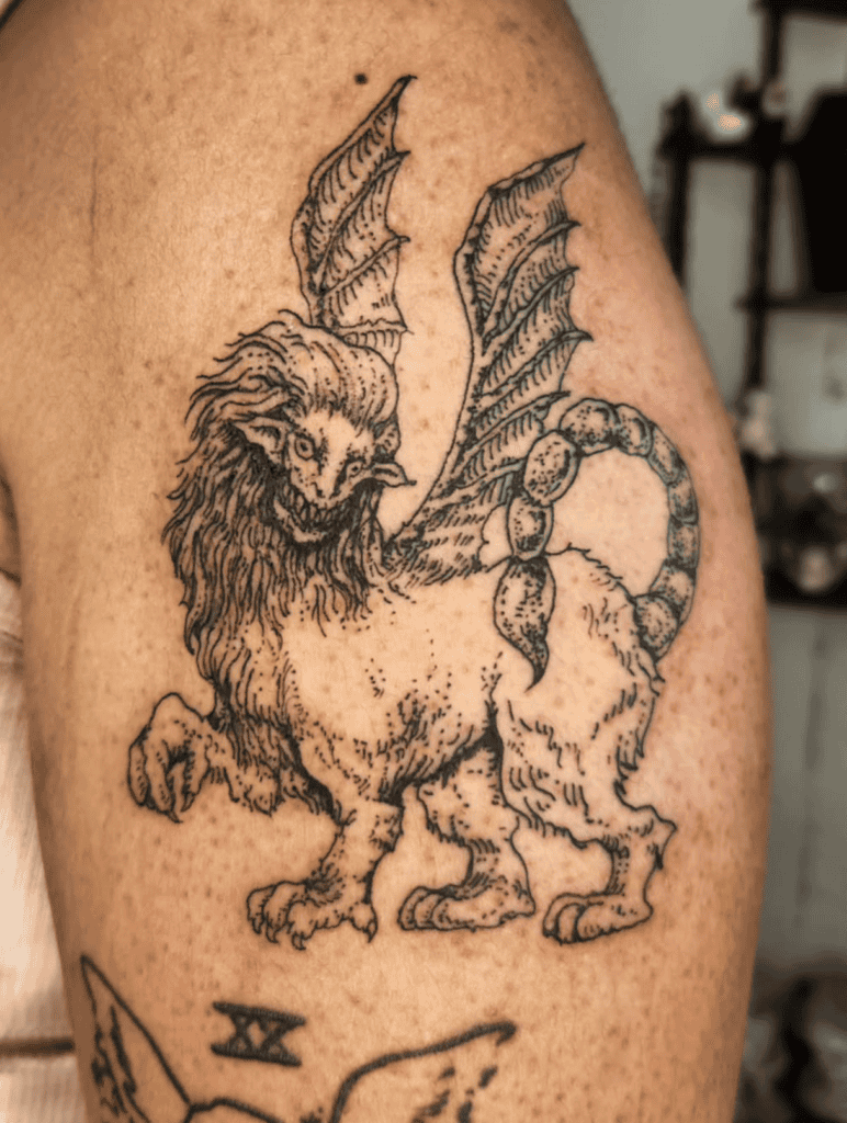 Manticore Scary Persian Mythology Tattoo