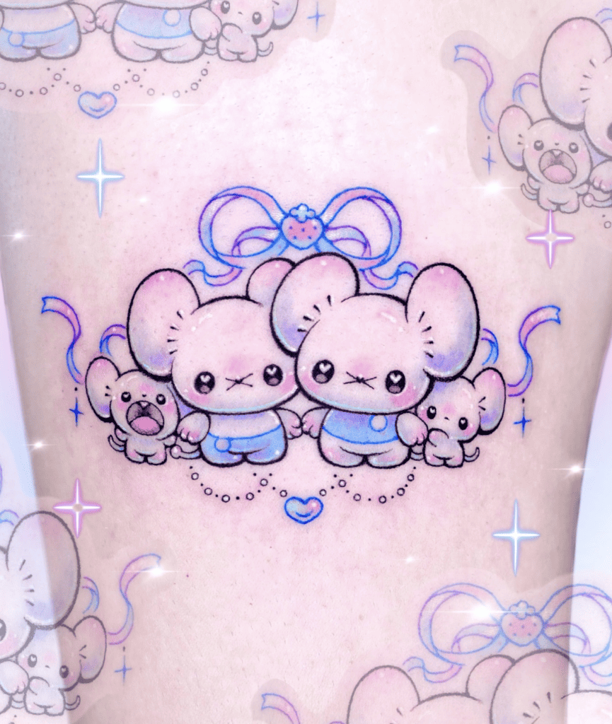 Maushold Ribbon Paldea Pokémon Tattoo