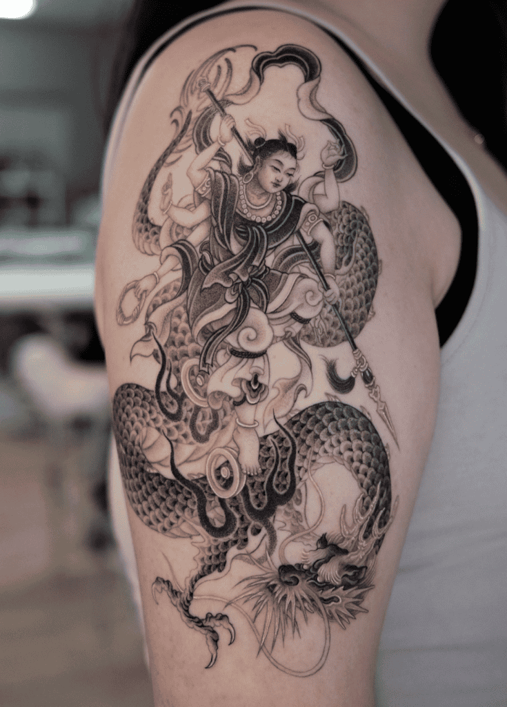 Nezha Dragon hinese Mythology Tattoo