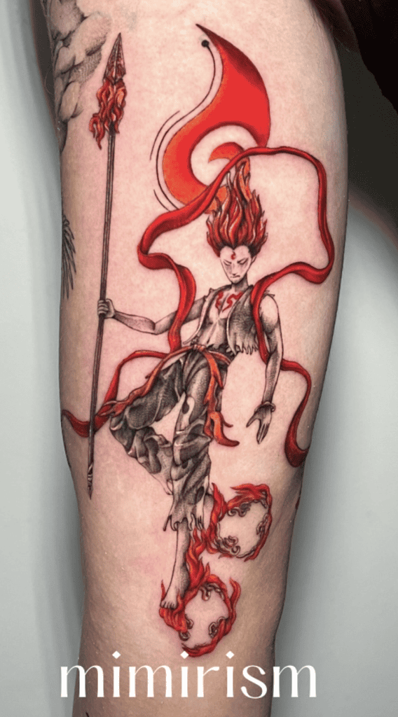 Nezha Spear Chinese Mythology Tattoo