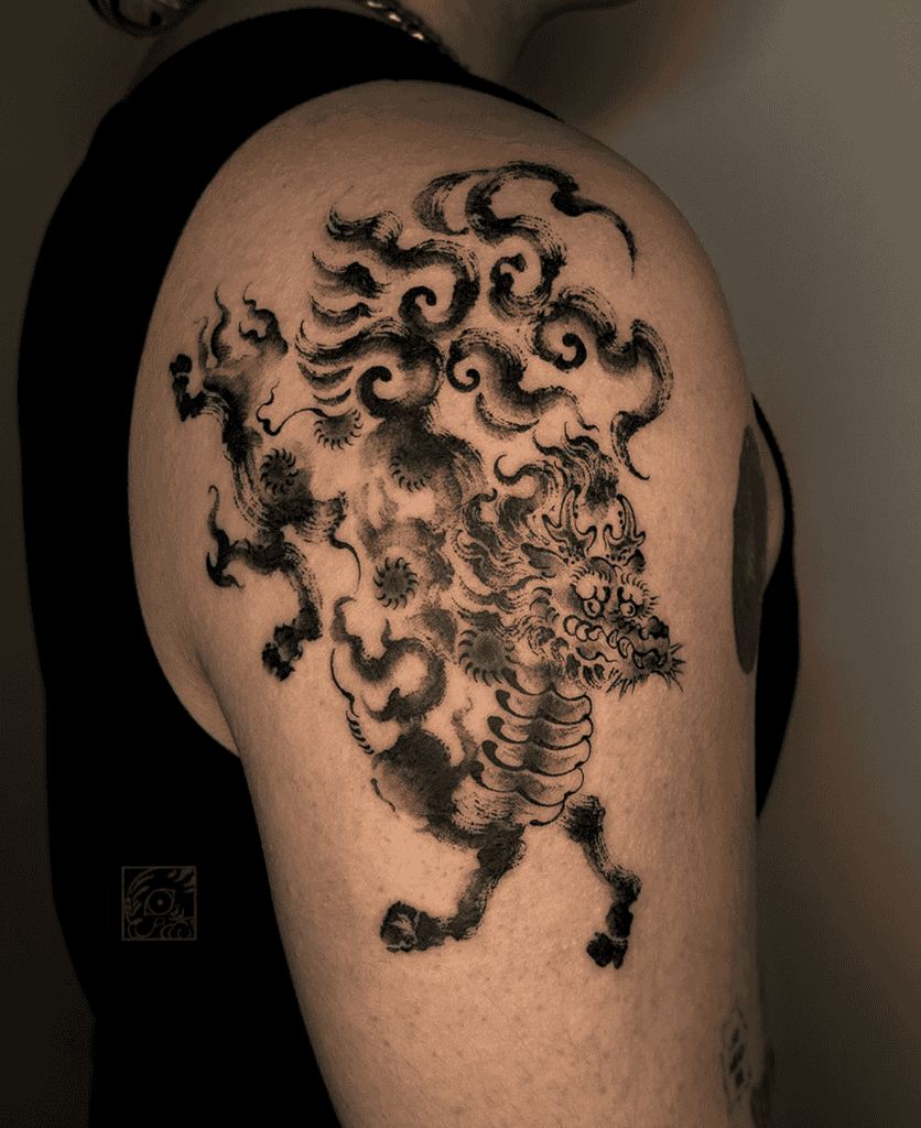 Qilin Brush Stroke Chinese Mythology Tattoo