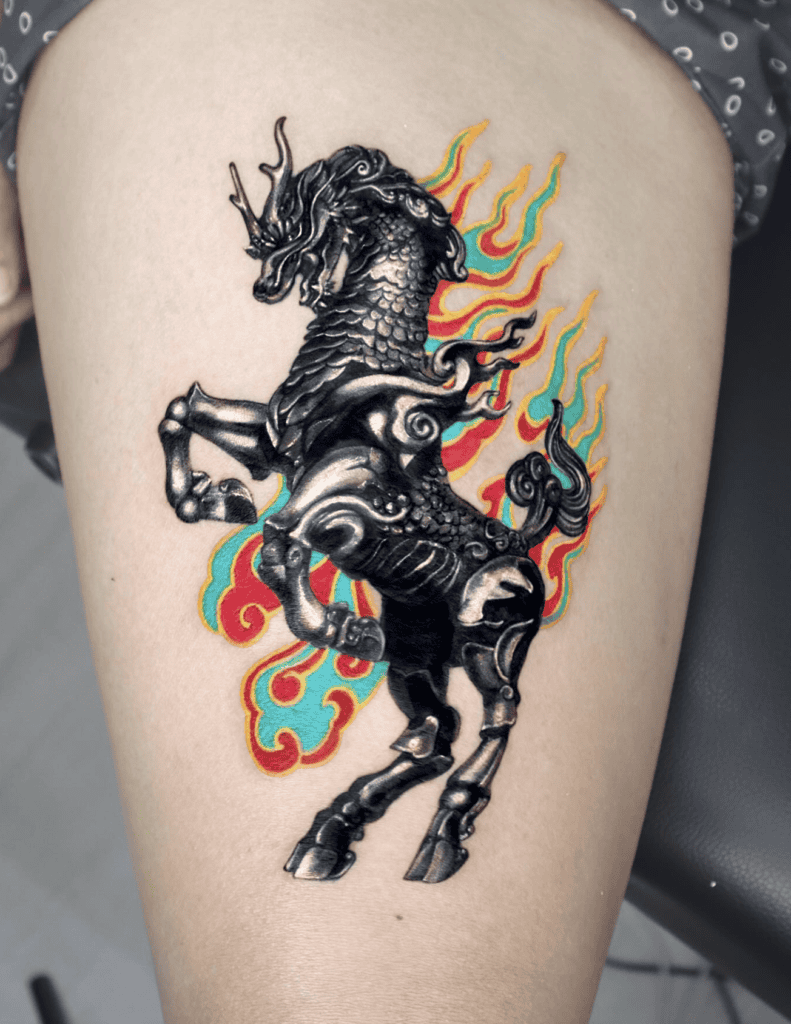 Qilin Cloud Chinese Mythology Tattoo