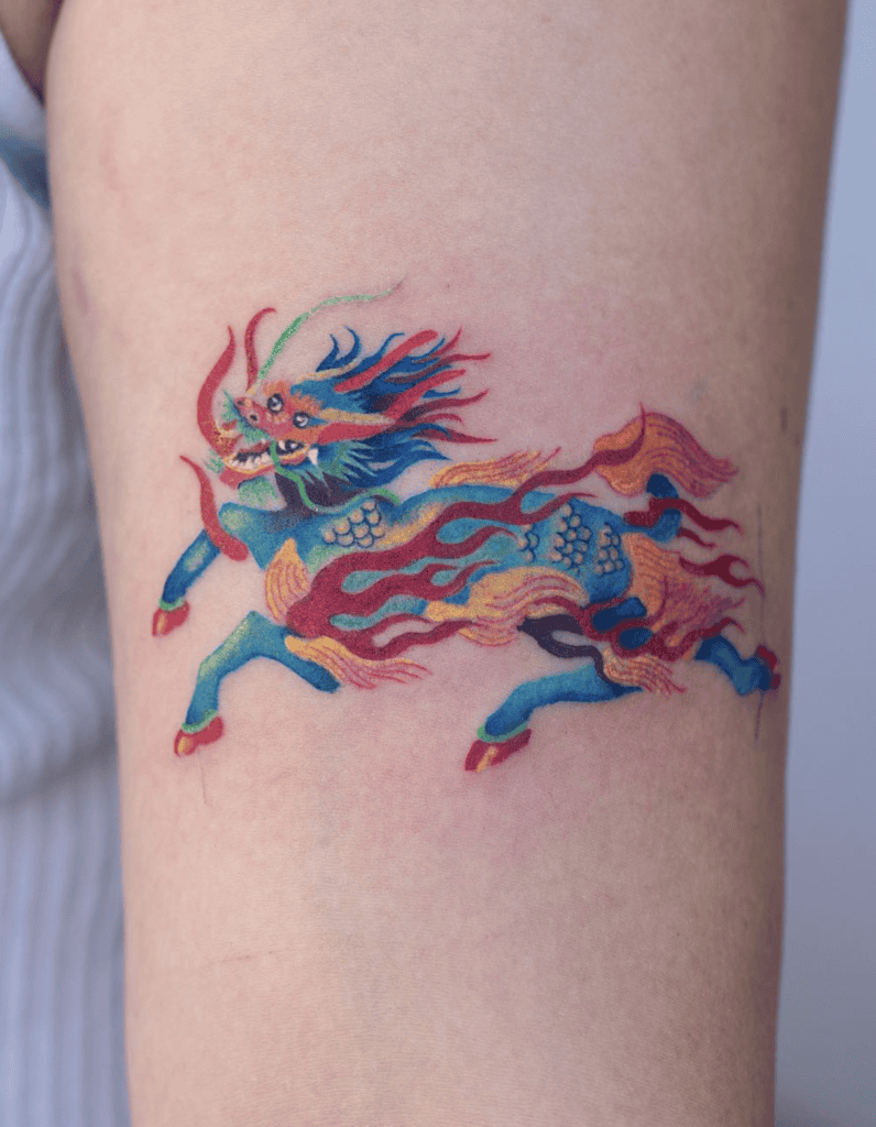Qilin Colourful Chinese Mythology Tattoo