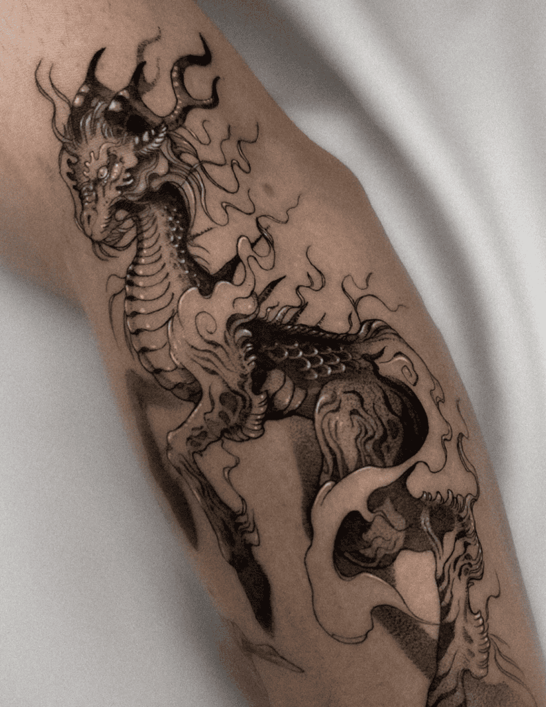 Qilin Long Chinese Mythology Tattoo