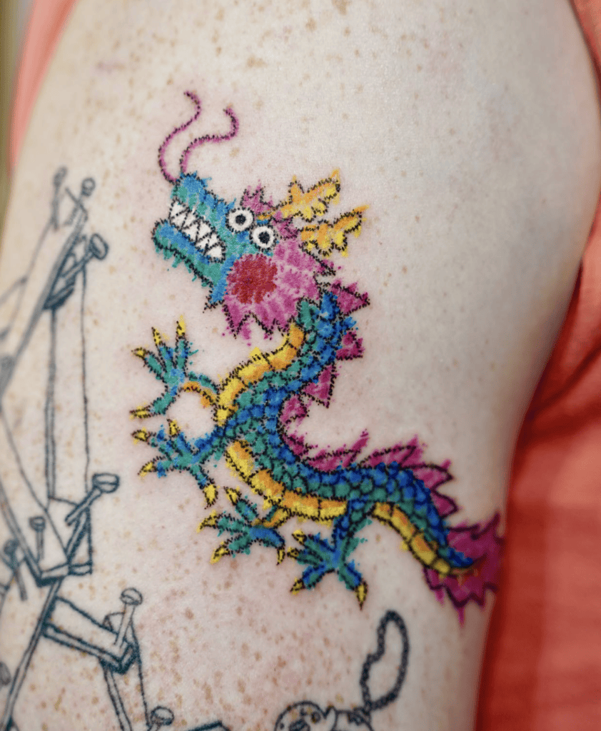Qīnglóng Cute Chinese Mythology Tattoo