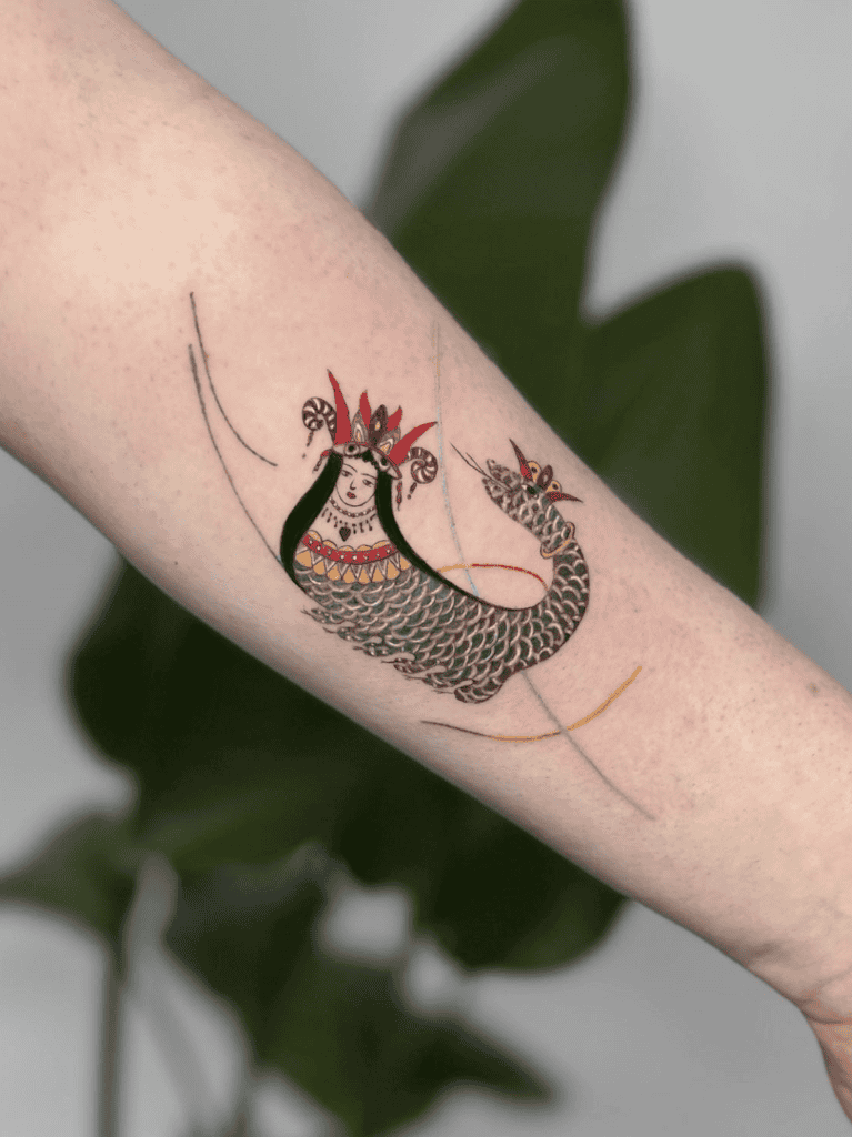 Shahmaran Persian Mythology Tattoo