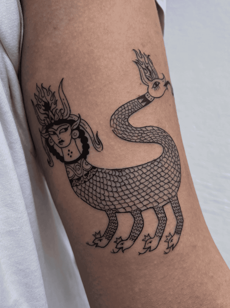 Shahmaran Simple Persian Mythology Tattoo