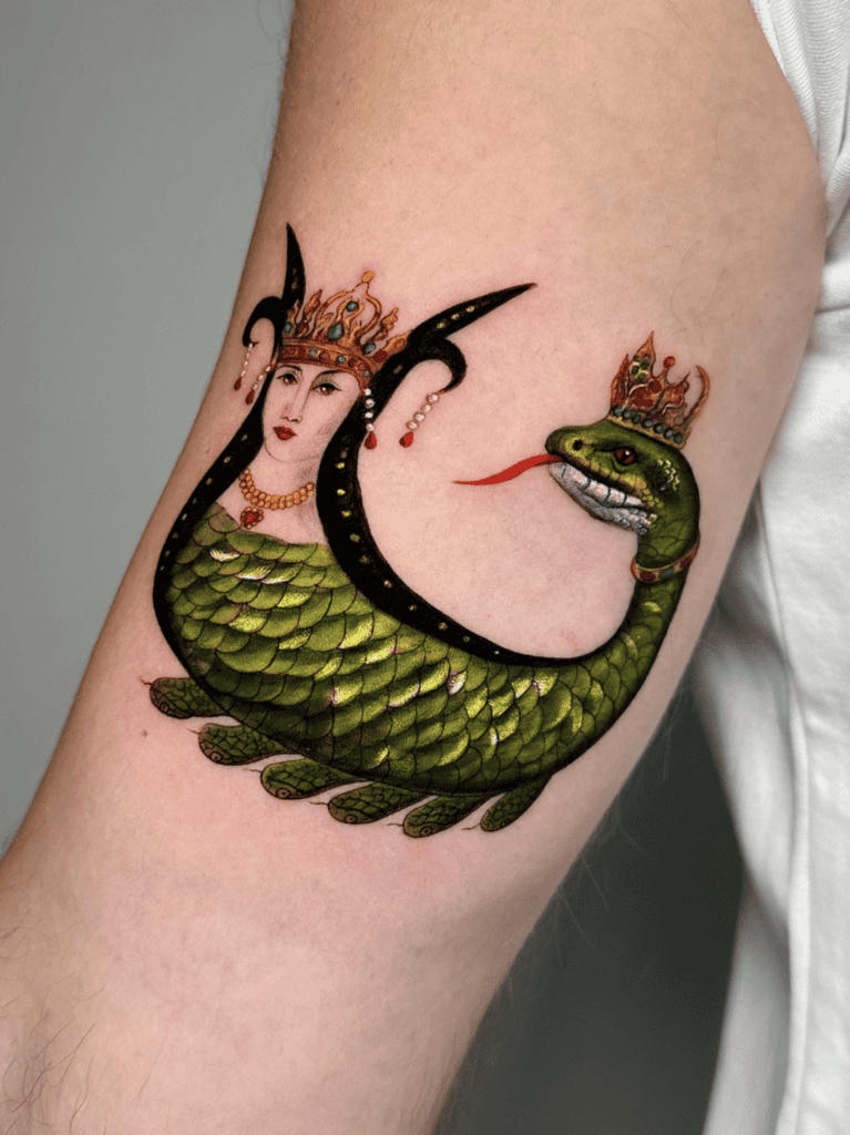 Shahmaran Snake Persian Mythology Tattoo