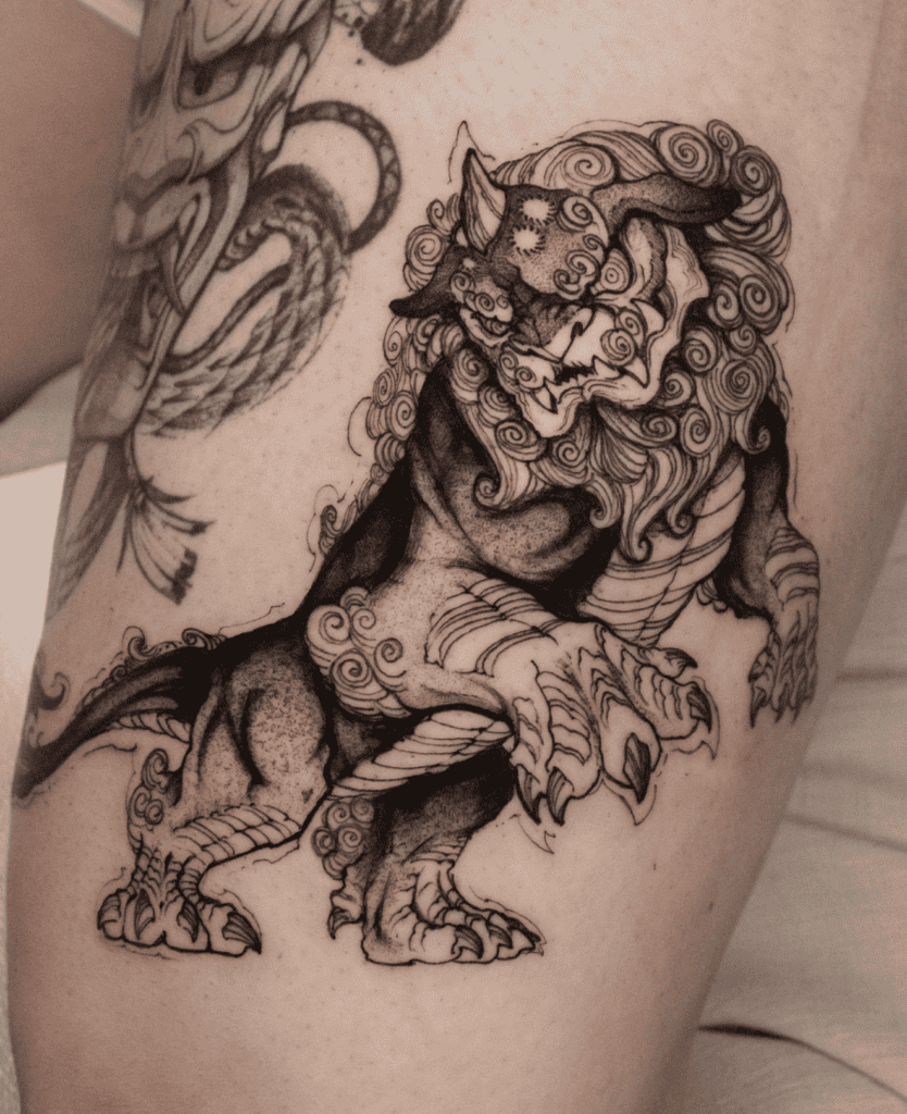 Shíshī Lion Chinese Mythology Tattoo