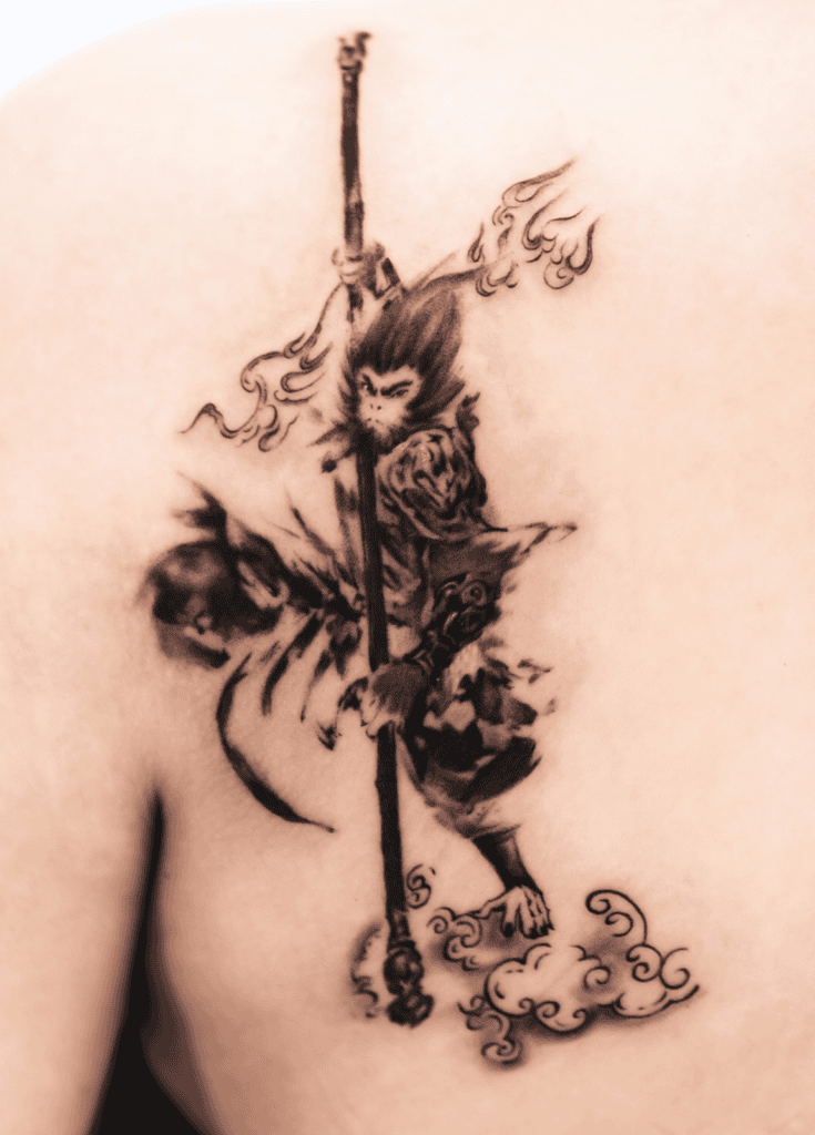 Son Wukong Brush Stroke Chinese Mythology Tattoo