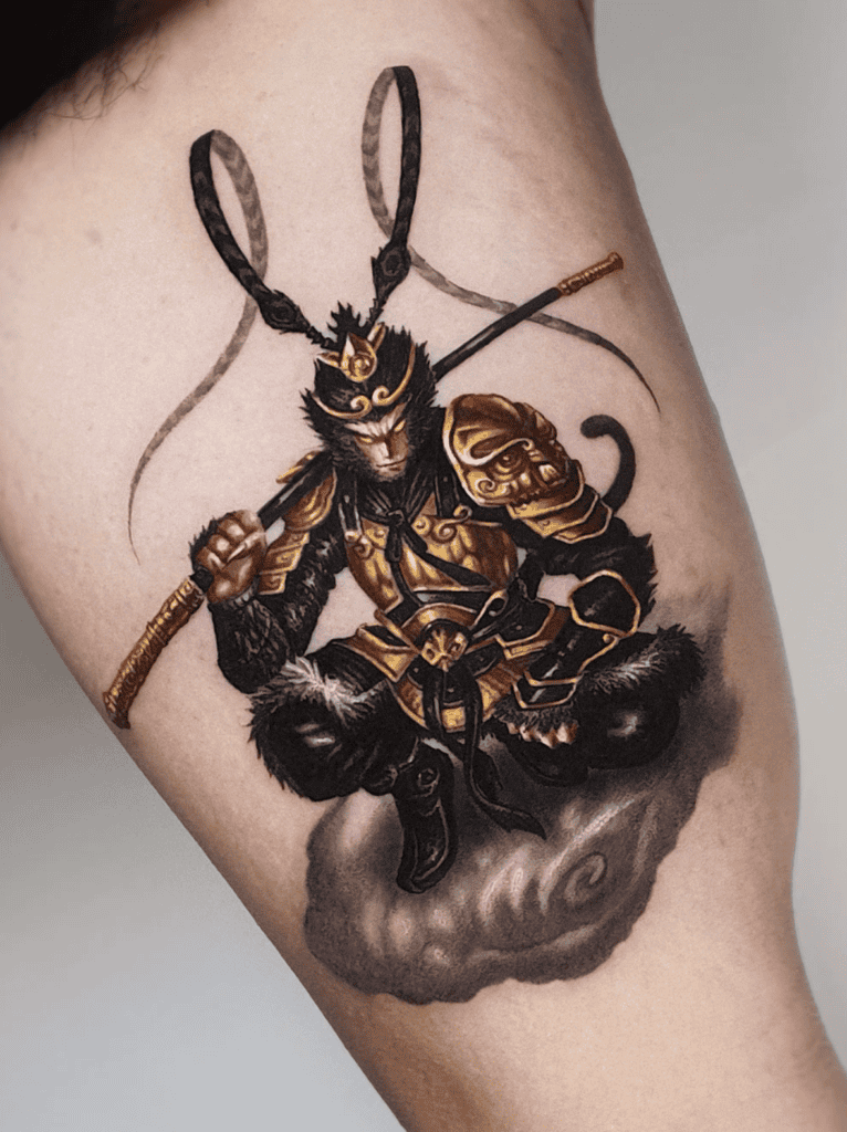 Son Wukong Gold Chinese Mythology Tattoo