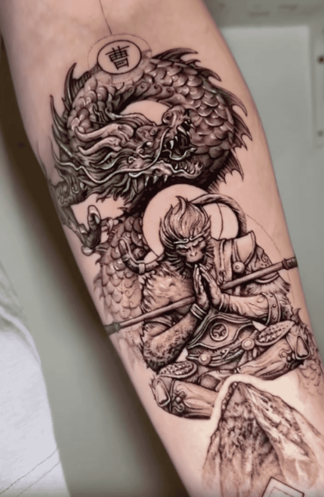Son Wukong Pray Chinese Mythology Tattoo