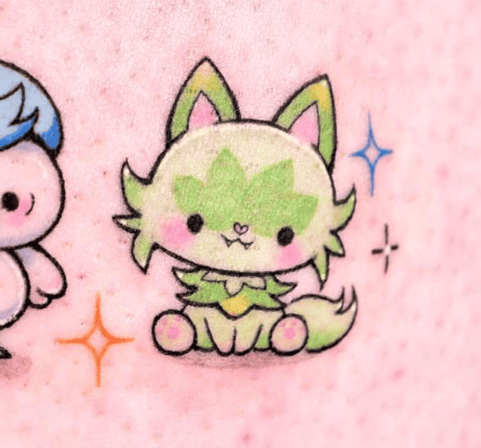 Sprigatito Cute Paldea Pokémon Tattoo