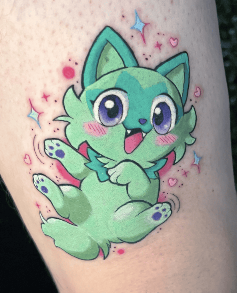 Sprigatito Shiny Paldea Pokémon Tattoo