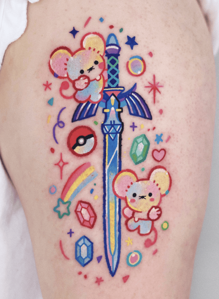 Tandemaus Sword Paldea Pokémon Tattoo