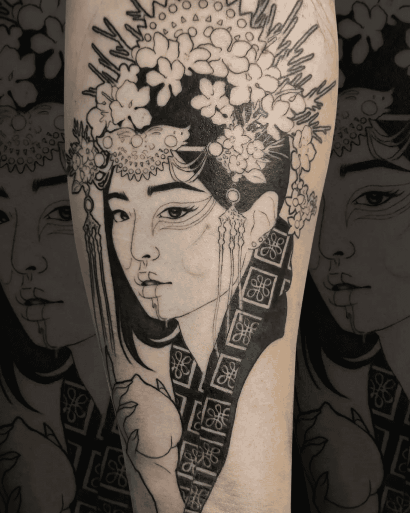 Xiwangmu Crown Chinese Mythology Tattoo