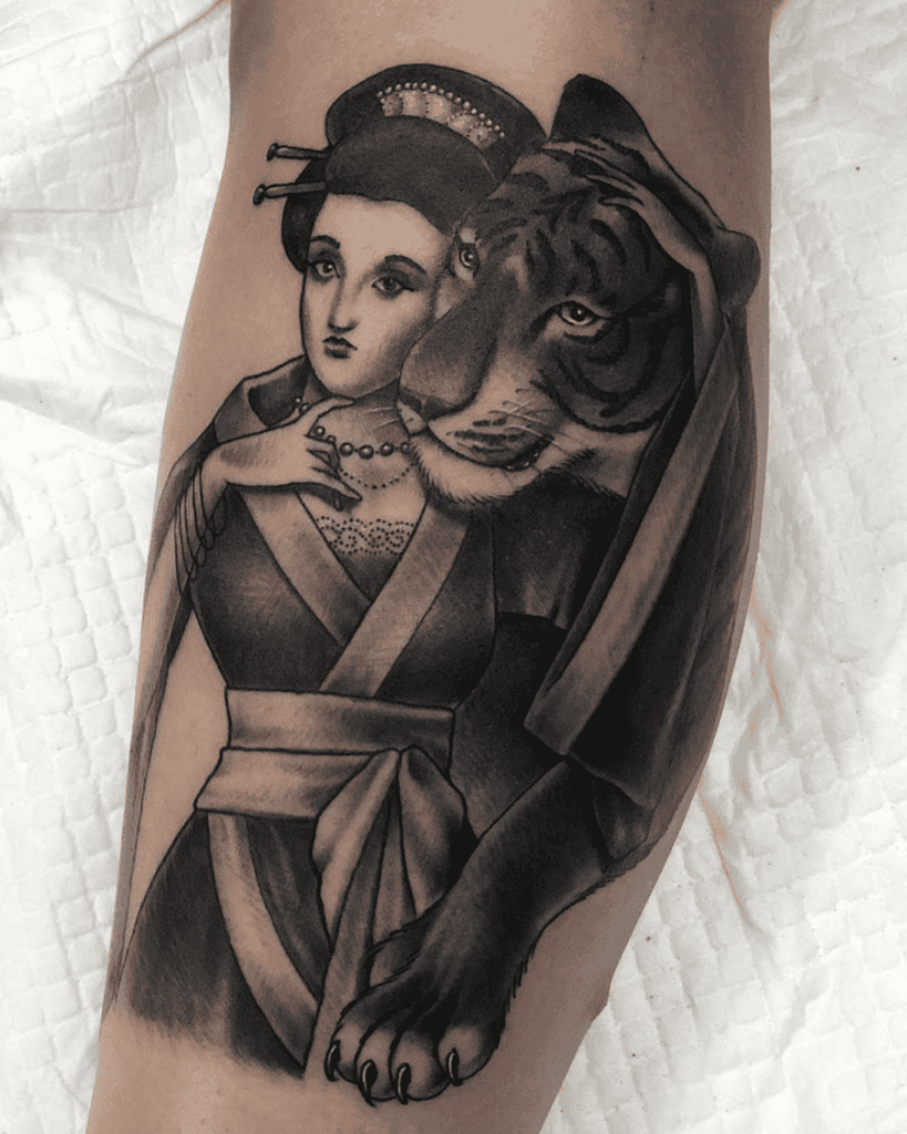 Xiwangmu Tiger Chinese Mythology Tattoo