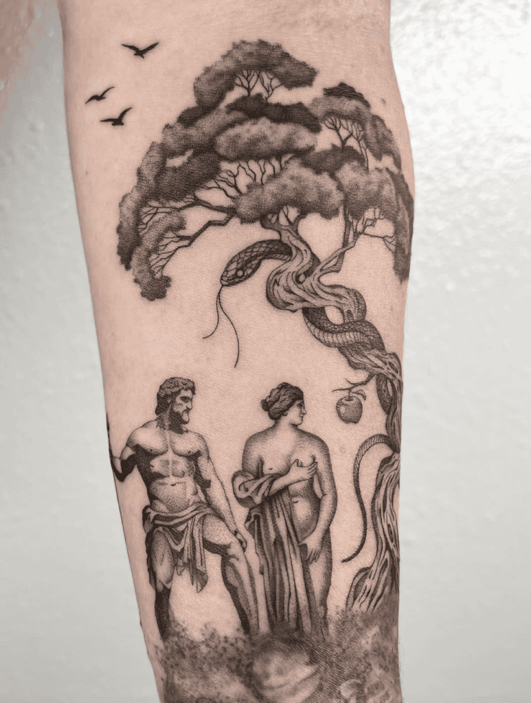 Adam and Eve Eden Christian Mythology Tattoo