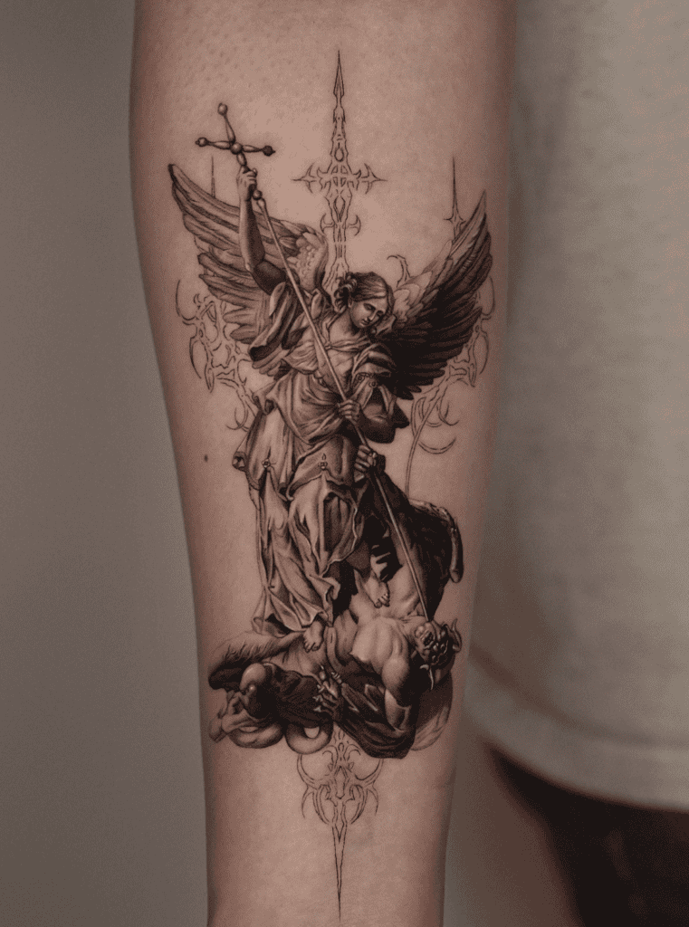 Archangel Michael Demon Christian Mythology Tattoo