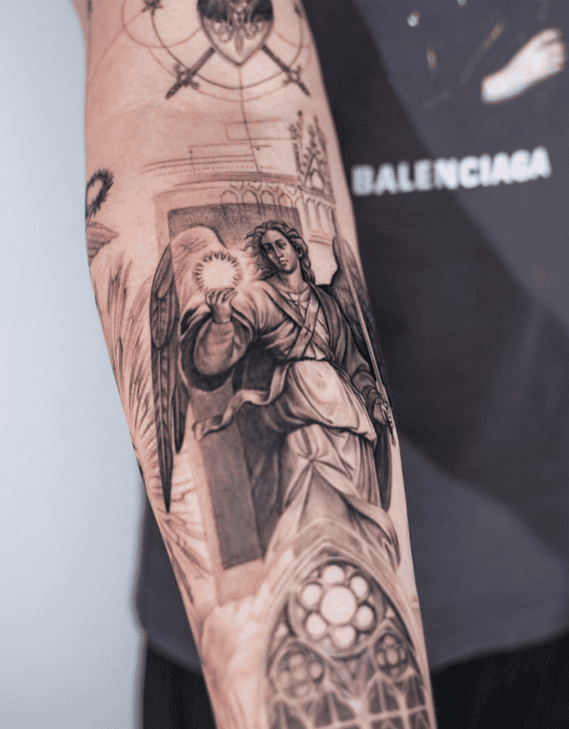 Archangel Uriel Frame Christian Mythology Tattoo