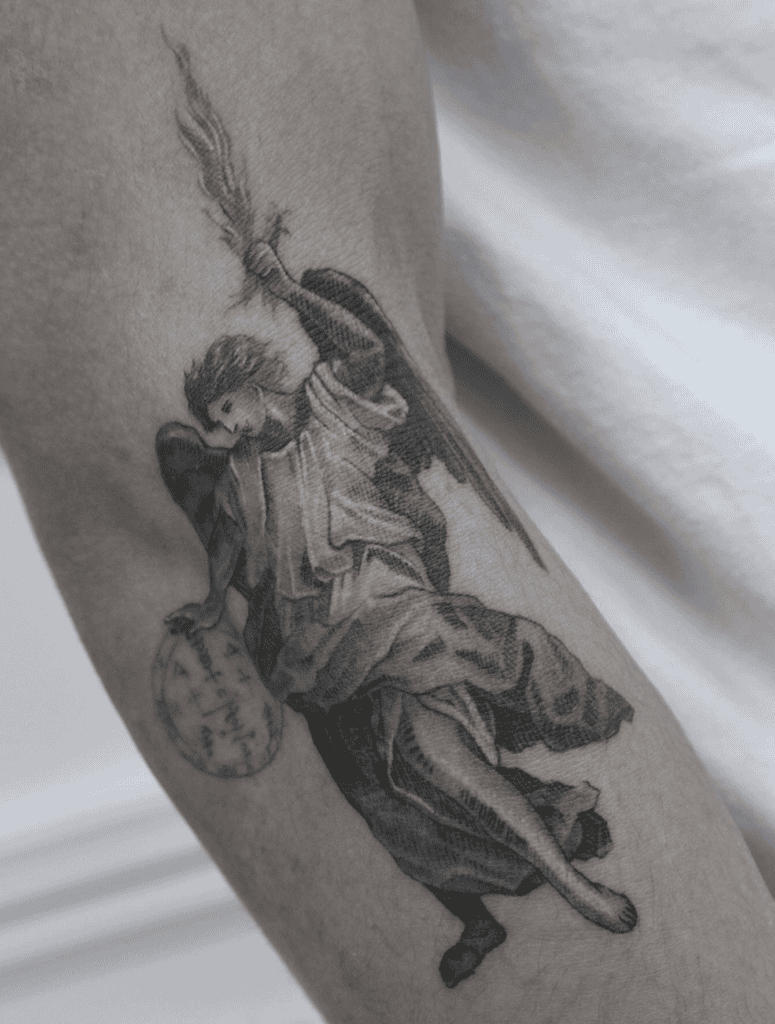 Archangel Uriel Sword Christian Mythology Tattoo