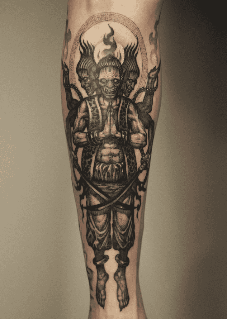 Asura Pray Hindu Mythology Tattoo