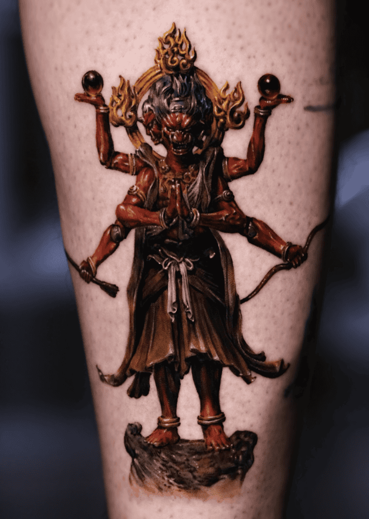 Asura Red Hindu Mythology Tattoo