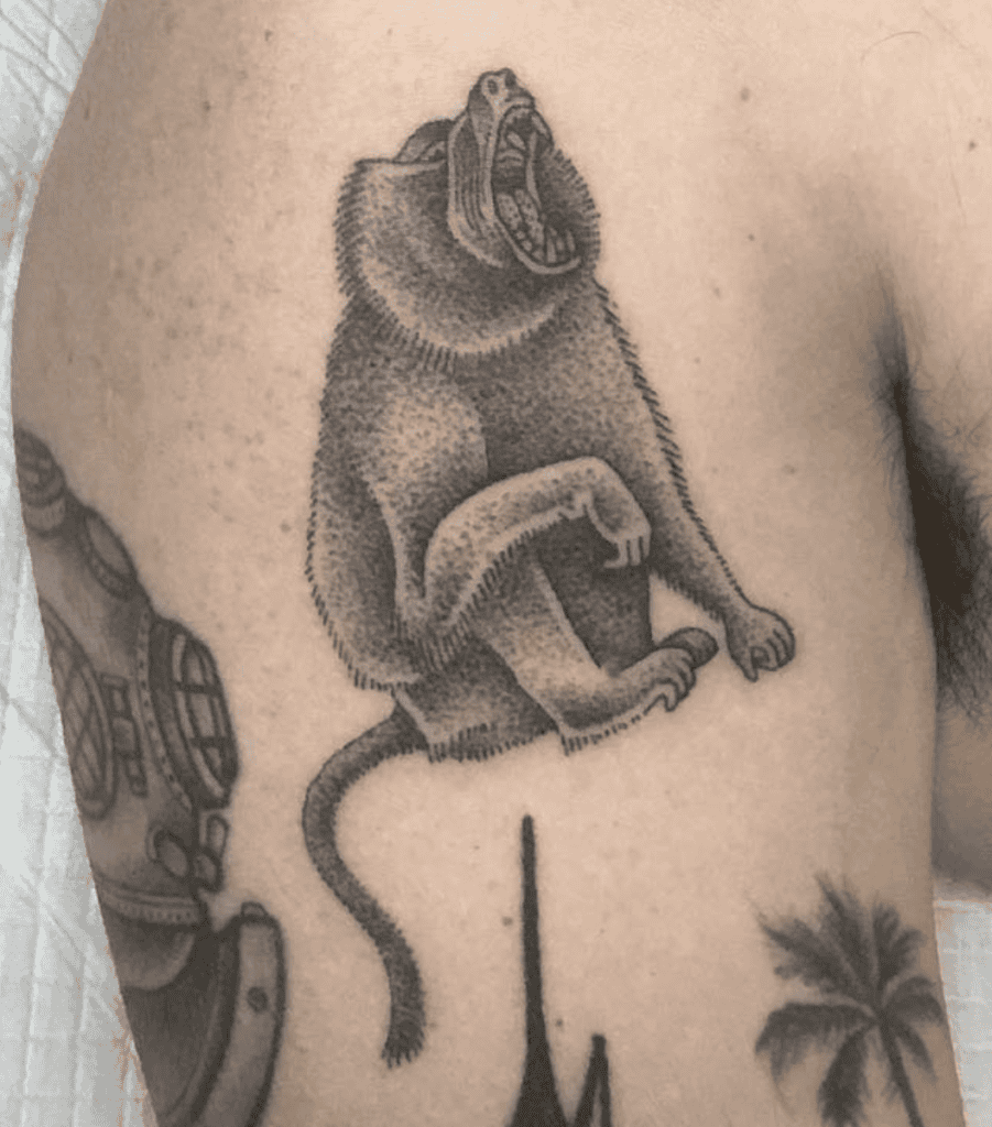 Baboon Yawn Monkey Tattoo