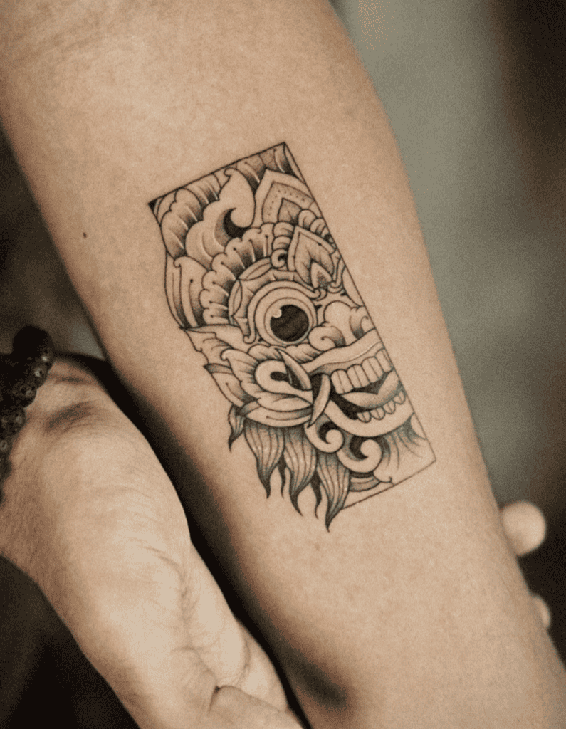 Barong Frame Bali Hindu Mythology Tattoo