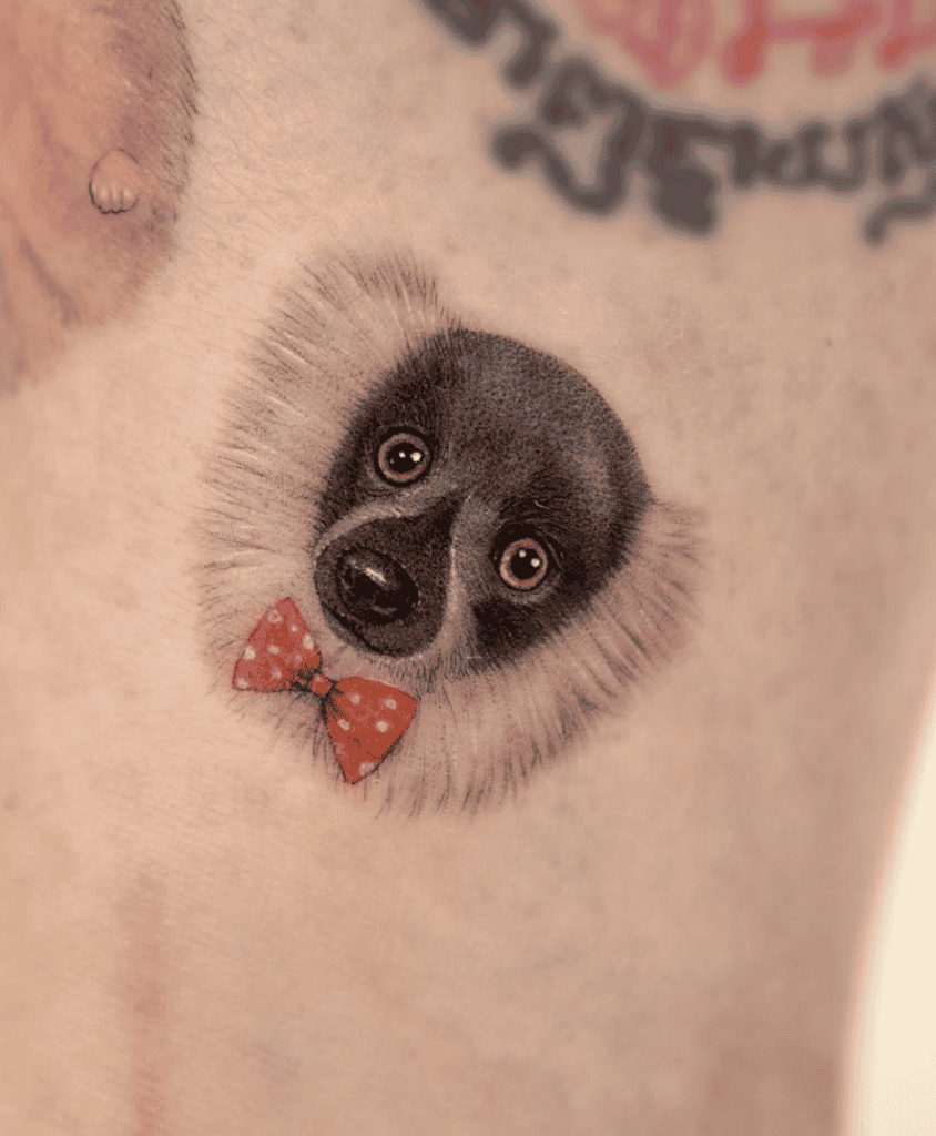 Black and White Lemur Bowtie Primate Tattoo