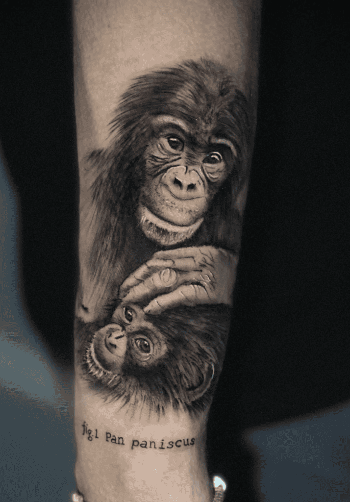 Bonobo Family Ape Tattoo