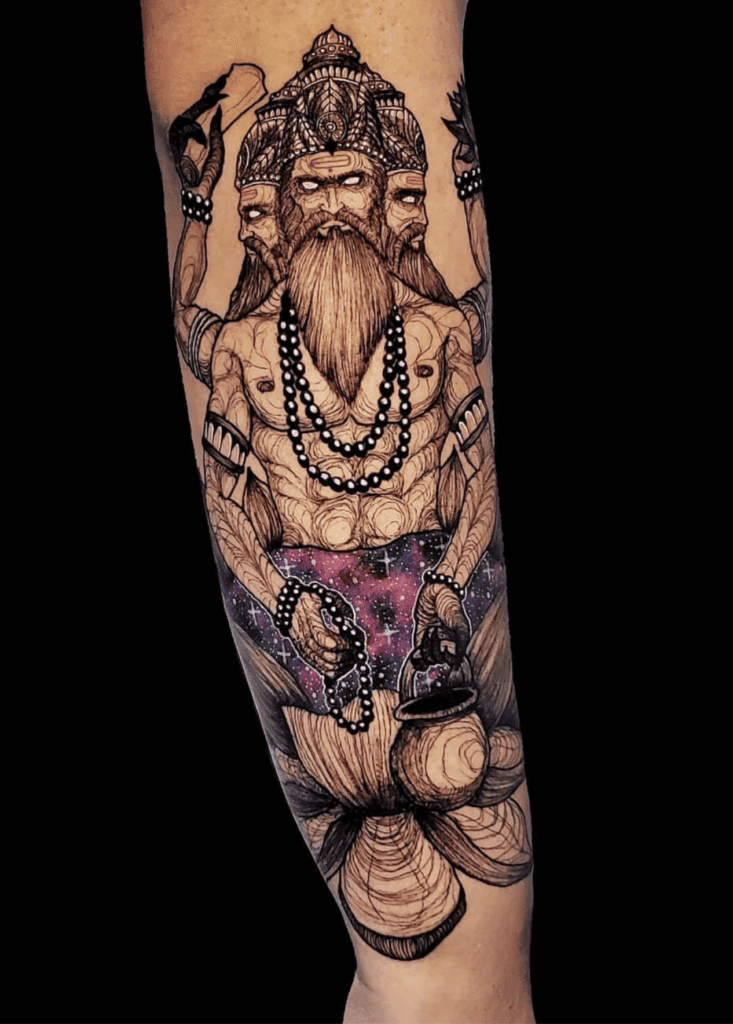 Brahma Deity Hindu Mythology Tattoo