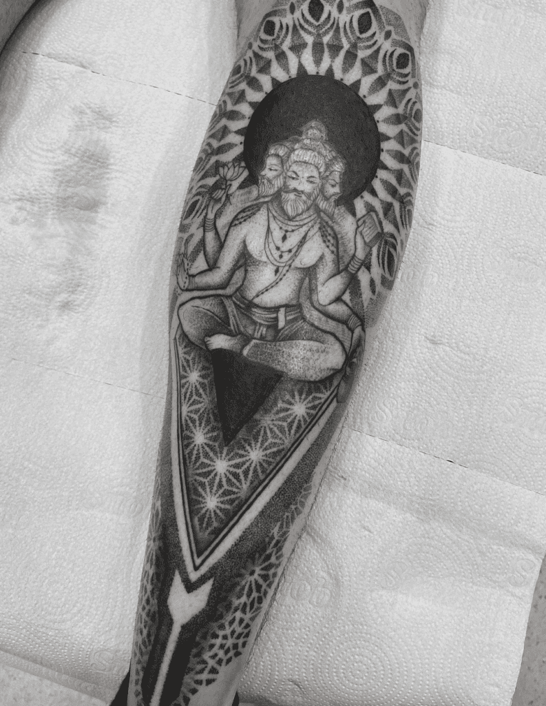 Brahma Geometric Hindu Mythology Tattoo