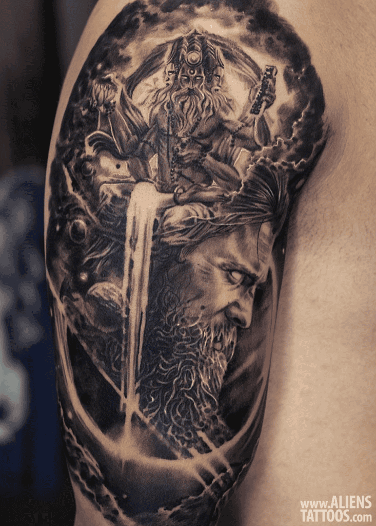 Brahma God Hindu Mythology Tattoo