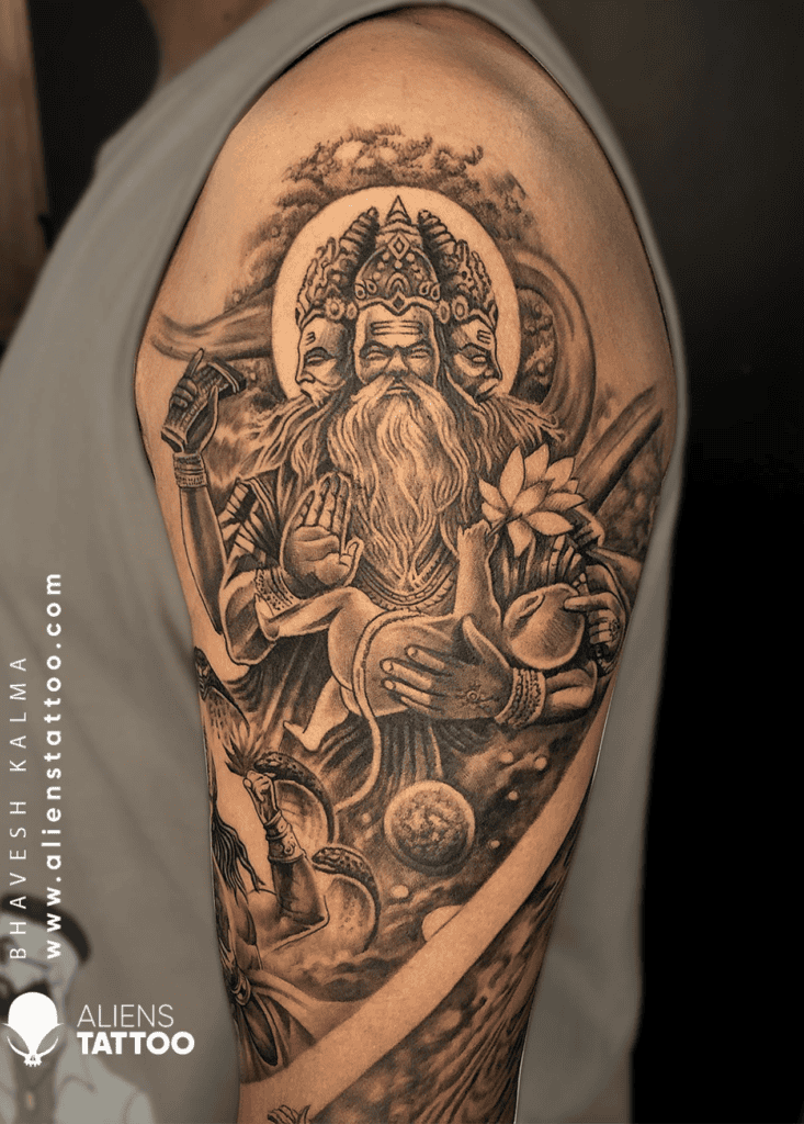 Brahma Lotus Hindu Mythology Tattoo