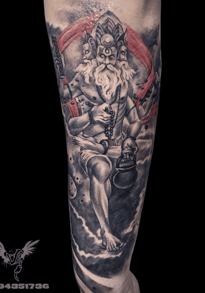 Brahma Red Hindu Mythology Tattoo