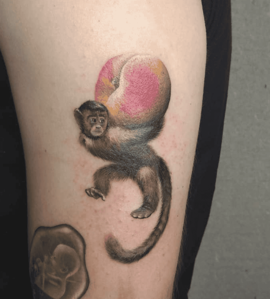 Capuchin Peach Monkey Tattoo