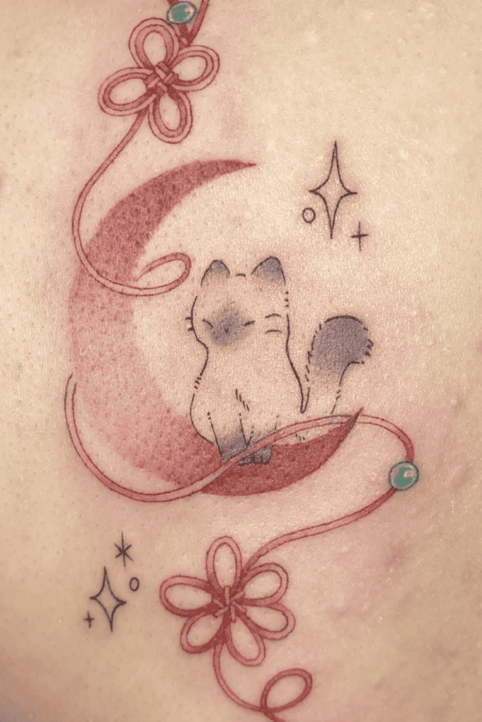 Cat Moon Lunar Zodiac Tattoo