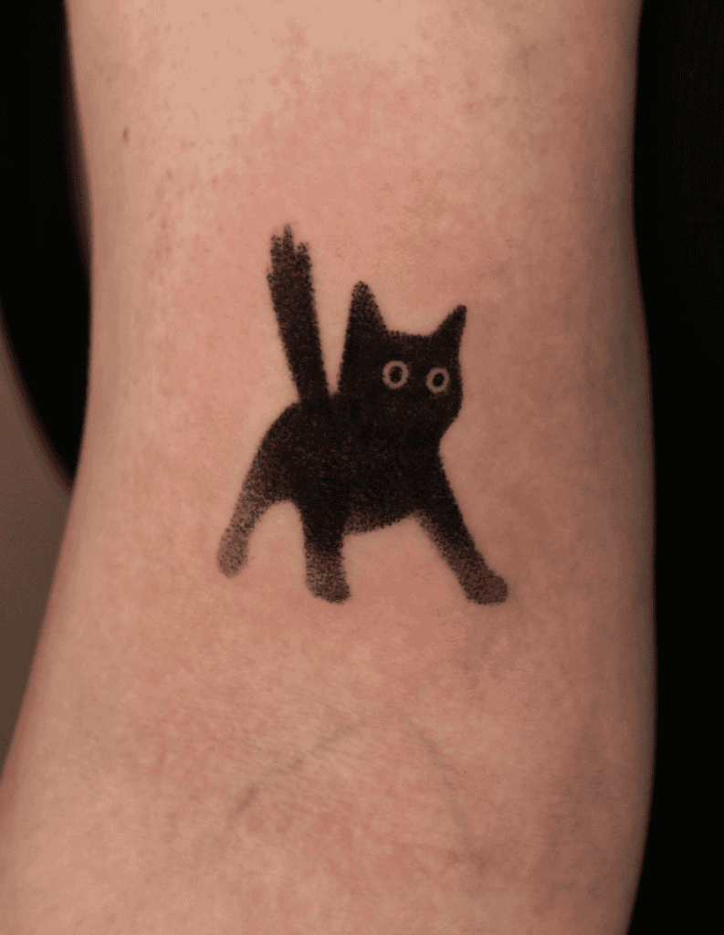Cat Startled Lunar Zodiac Tattoo