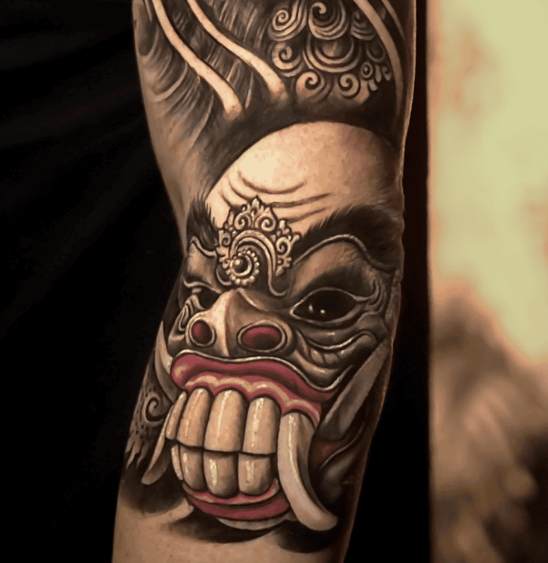 Celuluk Mask Bali Hindu Mythology Tattoo