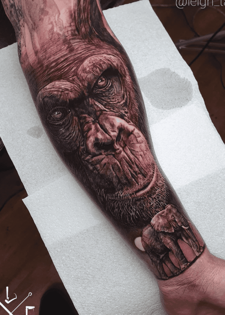 Chimpanzee Elephant Ape Tattoo